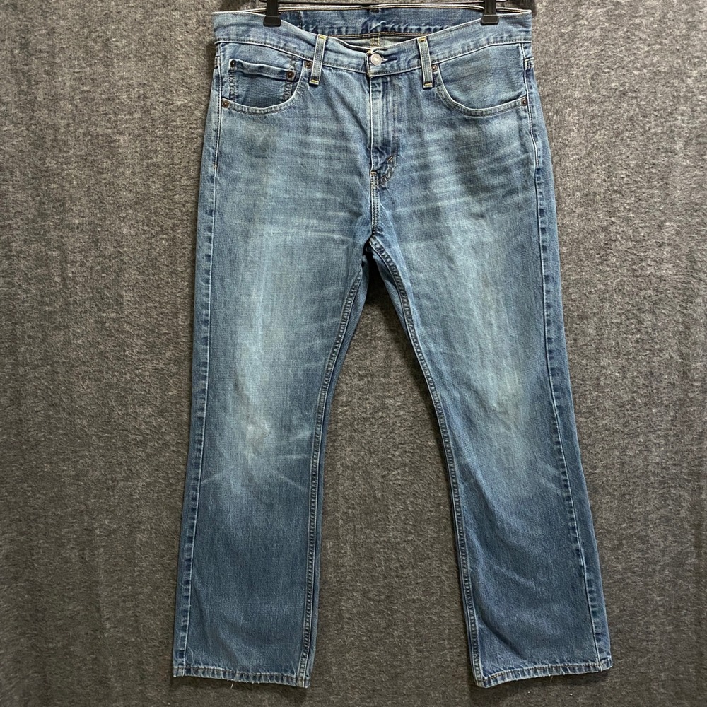 Levi's 527 Slim Bootcut Jeans Men 34x30 Blue Denim‎ Cowboy Western Distressed